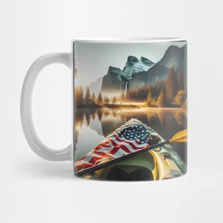 kayak paddle american flag Mug